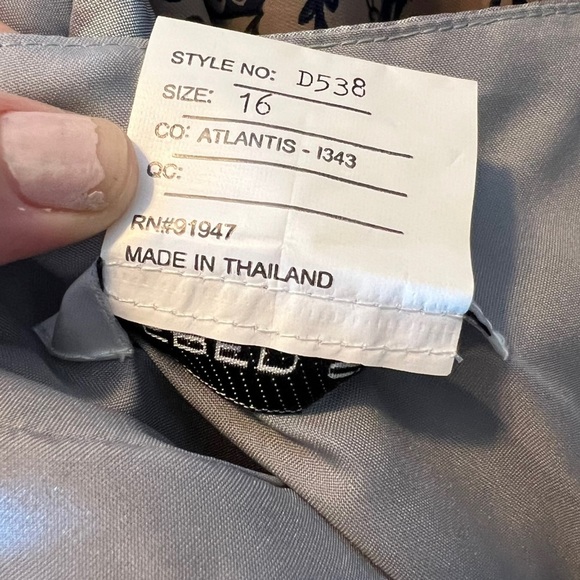 ALFRED SUNG D538 In Atlantis Blue Iridescent Strapless Dress, NWT, Size 16 - Picture 5 of 7